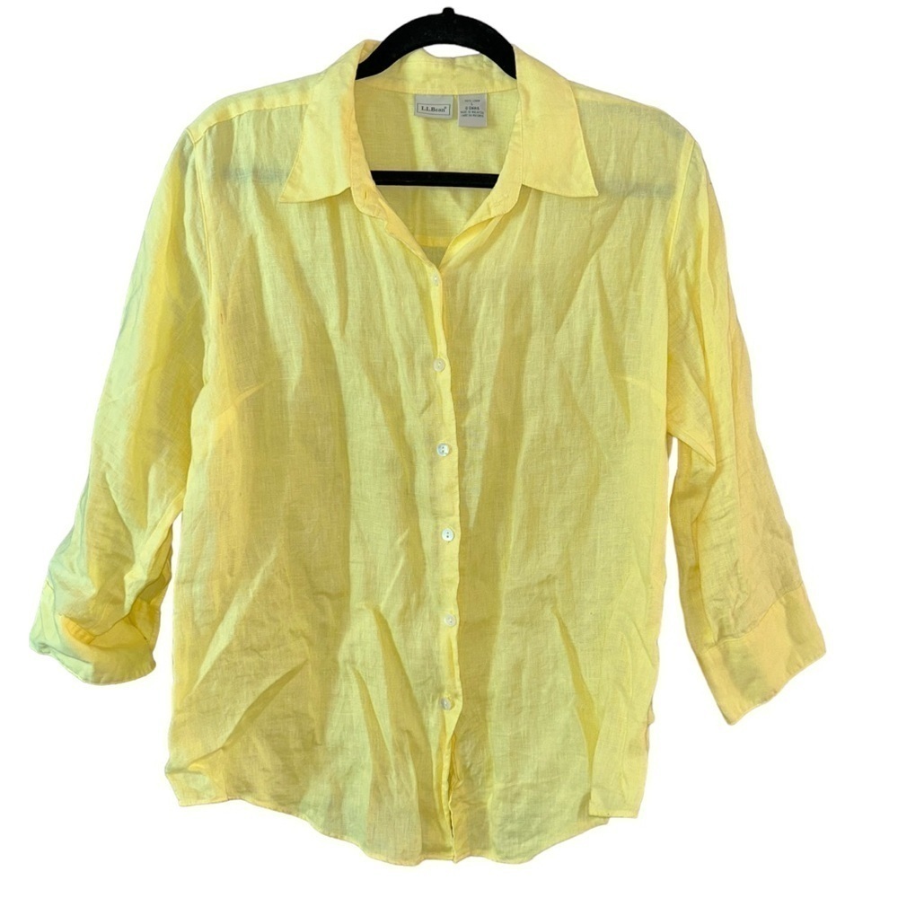 Lightweight Yellow Linen Button-Down Shirt - Women's Top